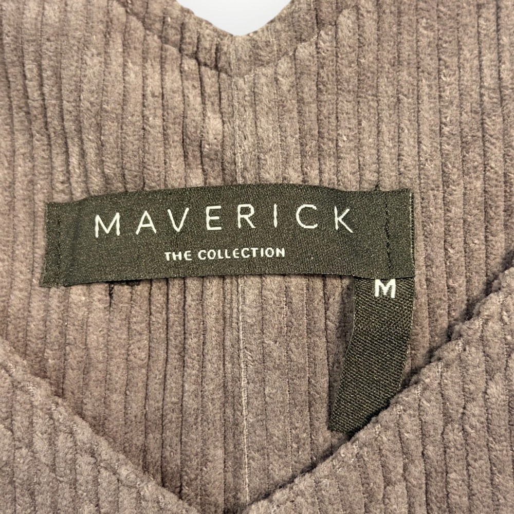 Maverick The Collection Brown Corduroy Sleeveless Romper Size M Utility Pockets - Picture 6 of 9